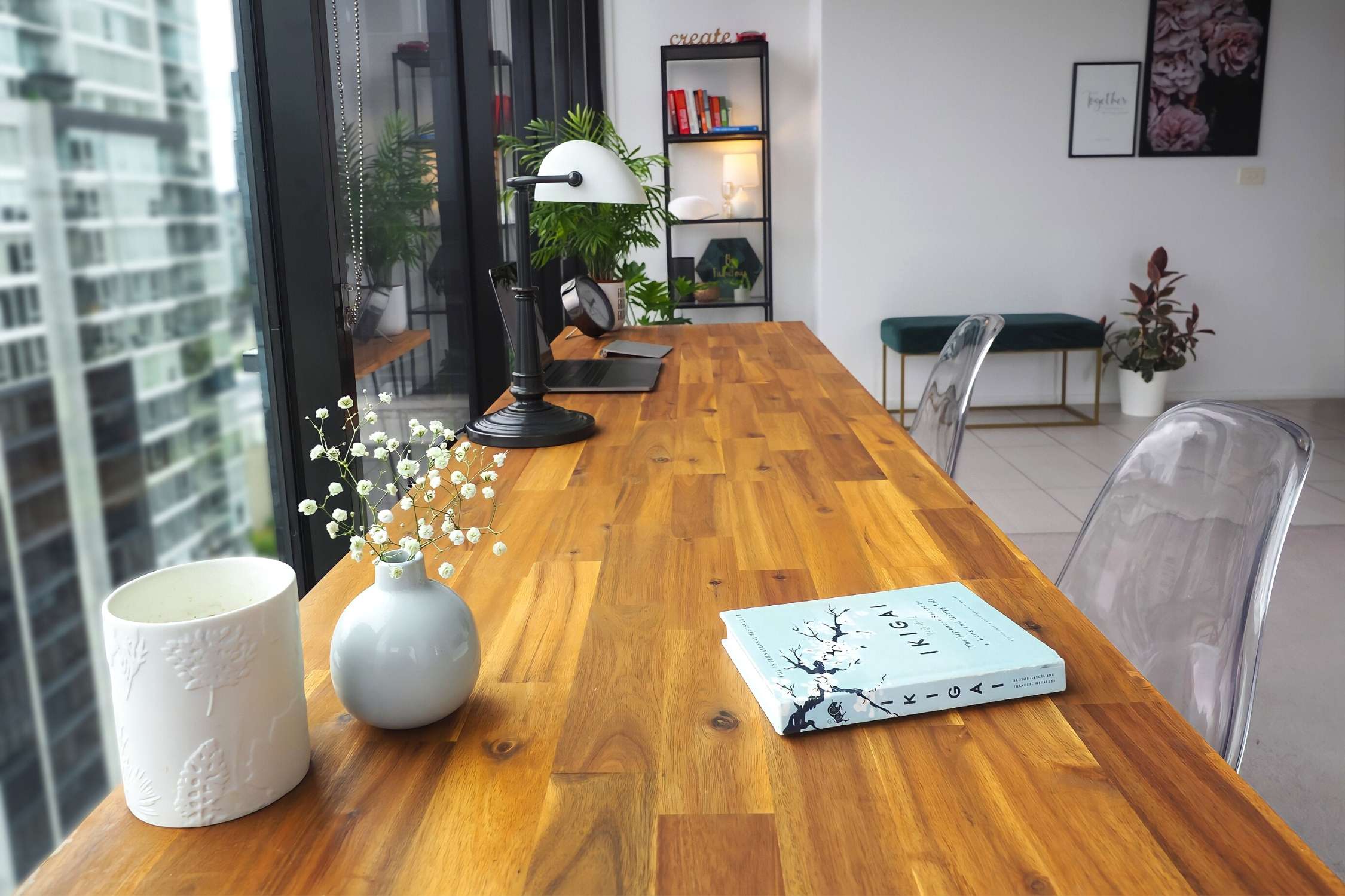 Bloom Passion Desk  Natural Wood Minimalist Industrial Premium